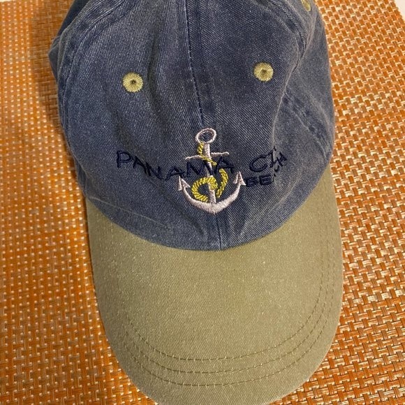Panama City Beach embroidered baseball cap, Jean hat color on top with Khaki - Picture 2 of 6